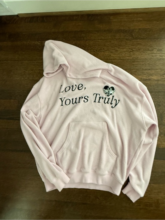 Boys Lie Tops - Boys Lie Pastel Pink 'Love, Yours Truly' Embroidered Pullover Hoodie